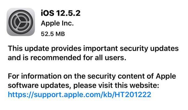 方正苹果手机维修分享iOS12.5.2发布，建议所有老苹果用户安装 